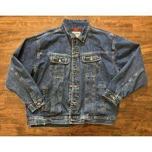 Men's Wrangler Rugged Wear Flannel Lined Denim Jacket Coat XXL